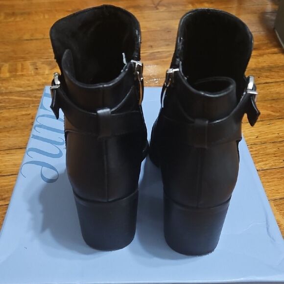 Essex Lane Black Ankle Booties with Silver Buckles - Picture 4 of 12